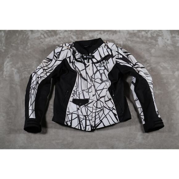 Shift Envy Motorcycle Jacket Womens Small Black White Graphic Protective Mesh - Picture 1 of 8